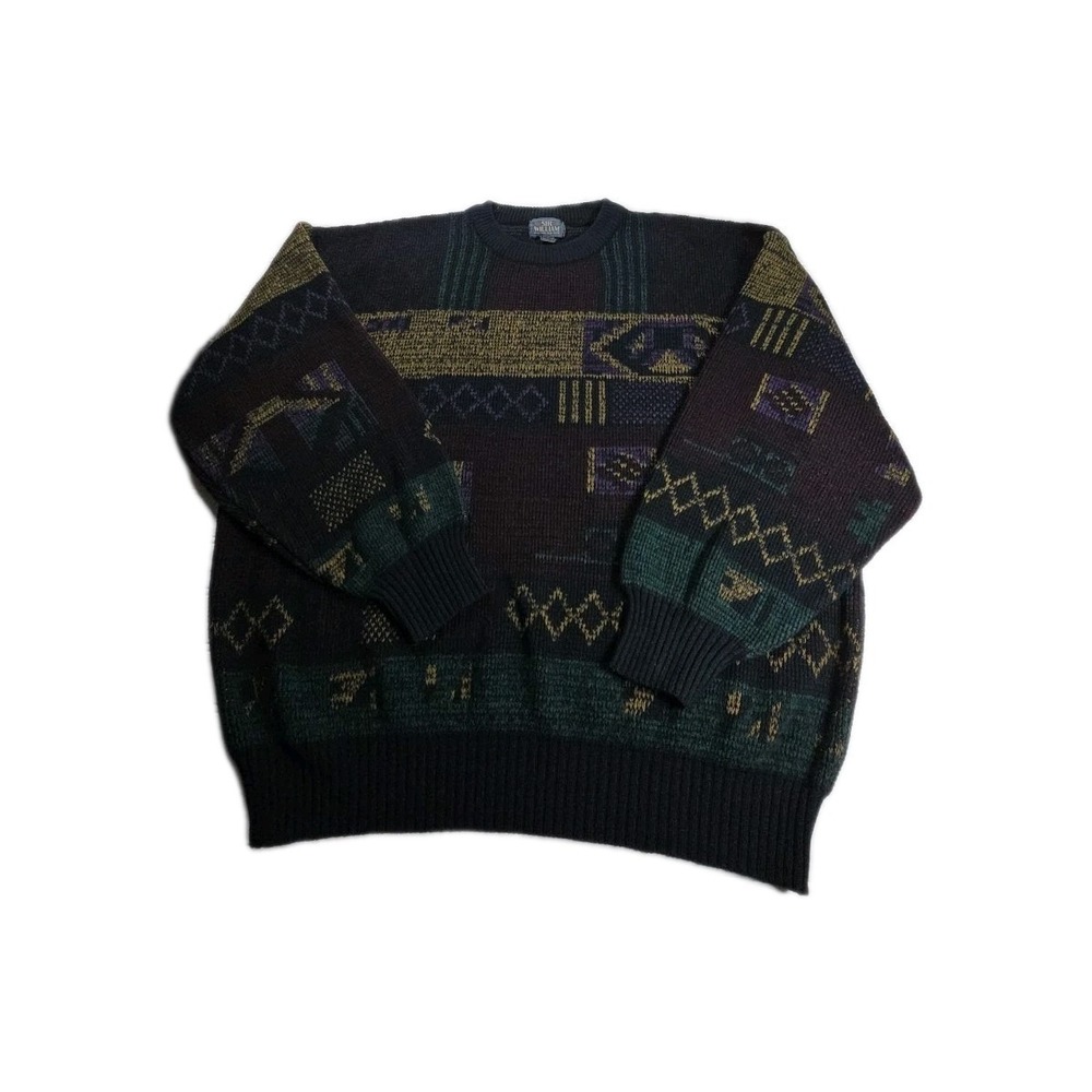 Vintage 90s Sir William Sweater Mens 2X Multicolor Cosby Biggie Grandpacore